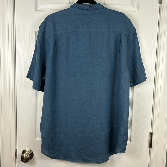 NWT Vince men’s blue short sleeve linen button down shirt sz xl - Picture 5 of 7
